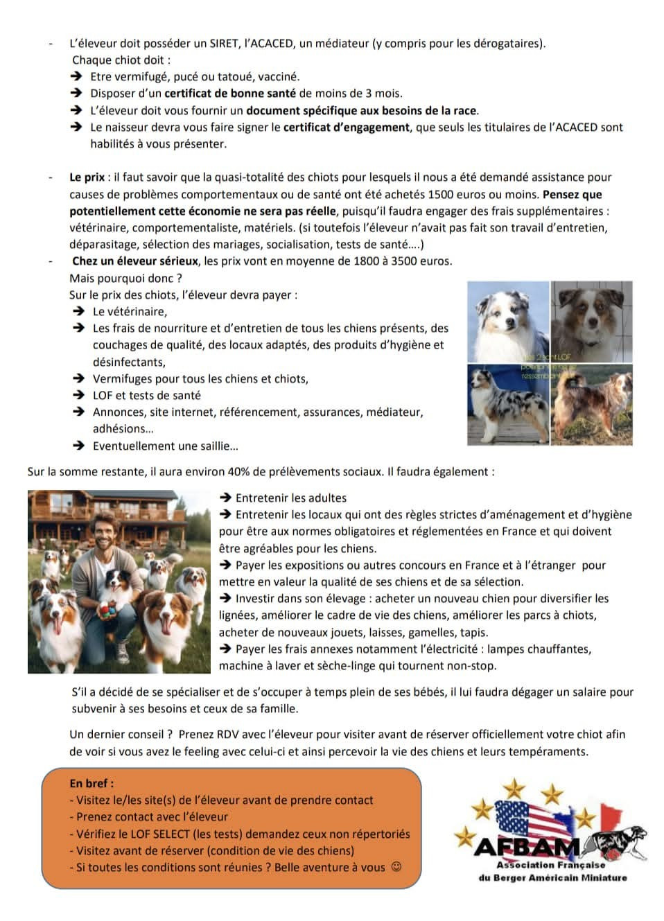 Un extrait du club de race, pour les futurs familles...